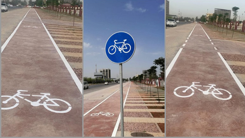 The newly built cycling lane in the Kurdistan Region’s capital Erbil, April 28, 2021. (Photo: Fadhl Hajee / Facebook)